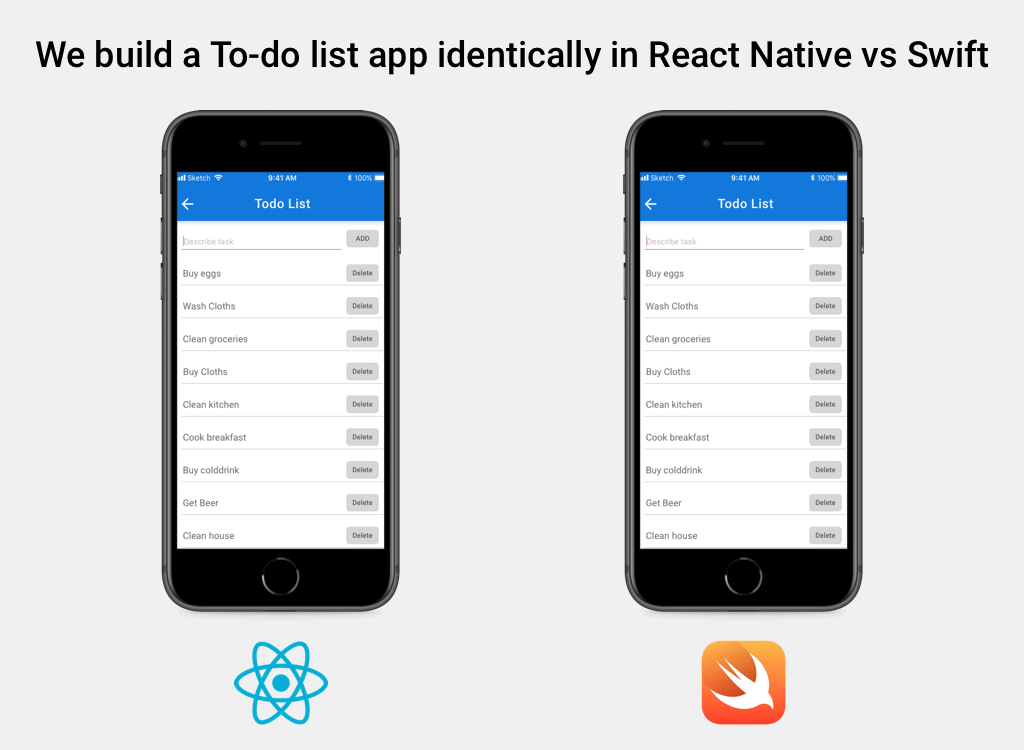 Todo list App Comparison React Native vs Swift